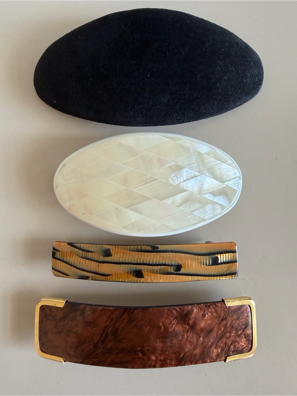 Vintage Hair Barrette Clips Black White Brown Made in France 🇫🇷